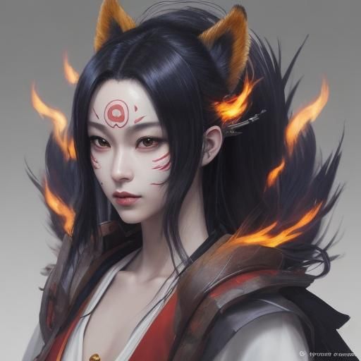 Kitsune Umi Anime Concept Art in Vibrant Hues