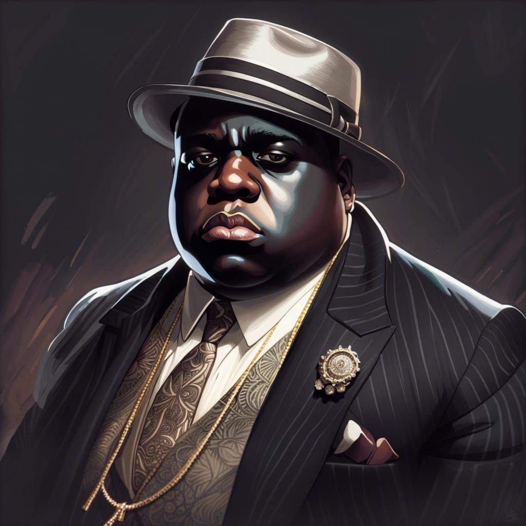 Notorious BIG as 1920s Gangster, Detailed Portrait