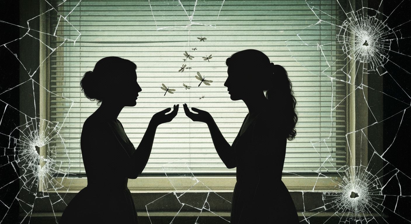 Woman Blowing Dragonflies from Hand Silhouette