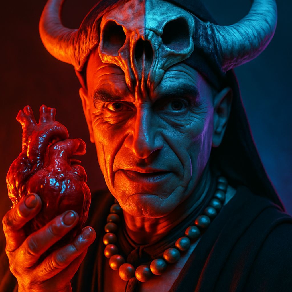 Lifelike Mola Ram Portrait in Vibrant Neons