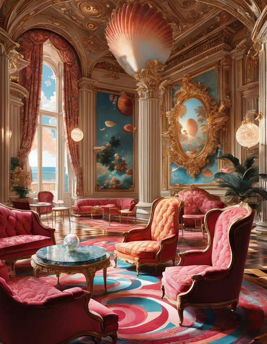 jean-honore fragonard, digital drawing, seashells