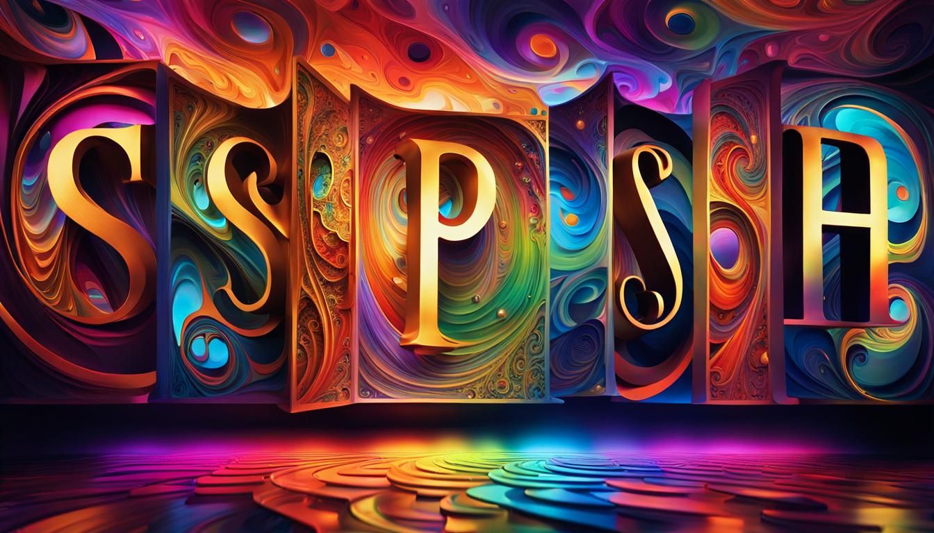 Surreal Letter Blocks in Fractal Iridescence