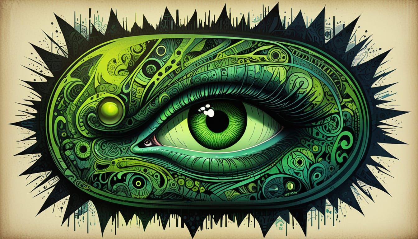 Surreal Neon Horror Art in Deco Style