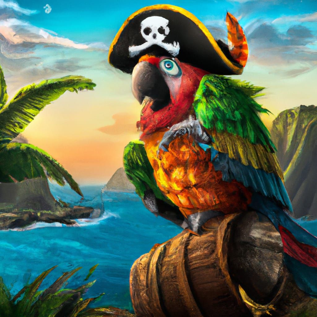 Cute Pirate Parrot on the High Seas