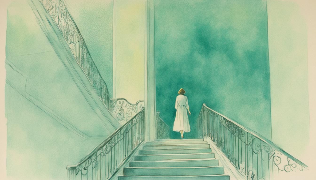 Woman on Stairs in 1970s Pastel Lithograph