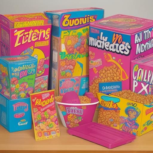 Retro 80s Cereal Boxes with Cartoon Mascots