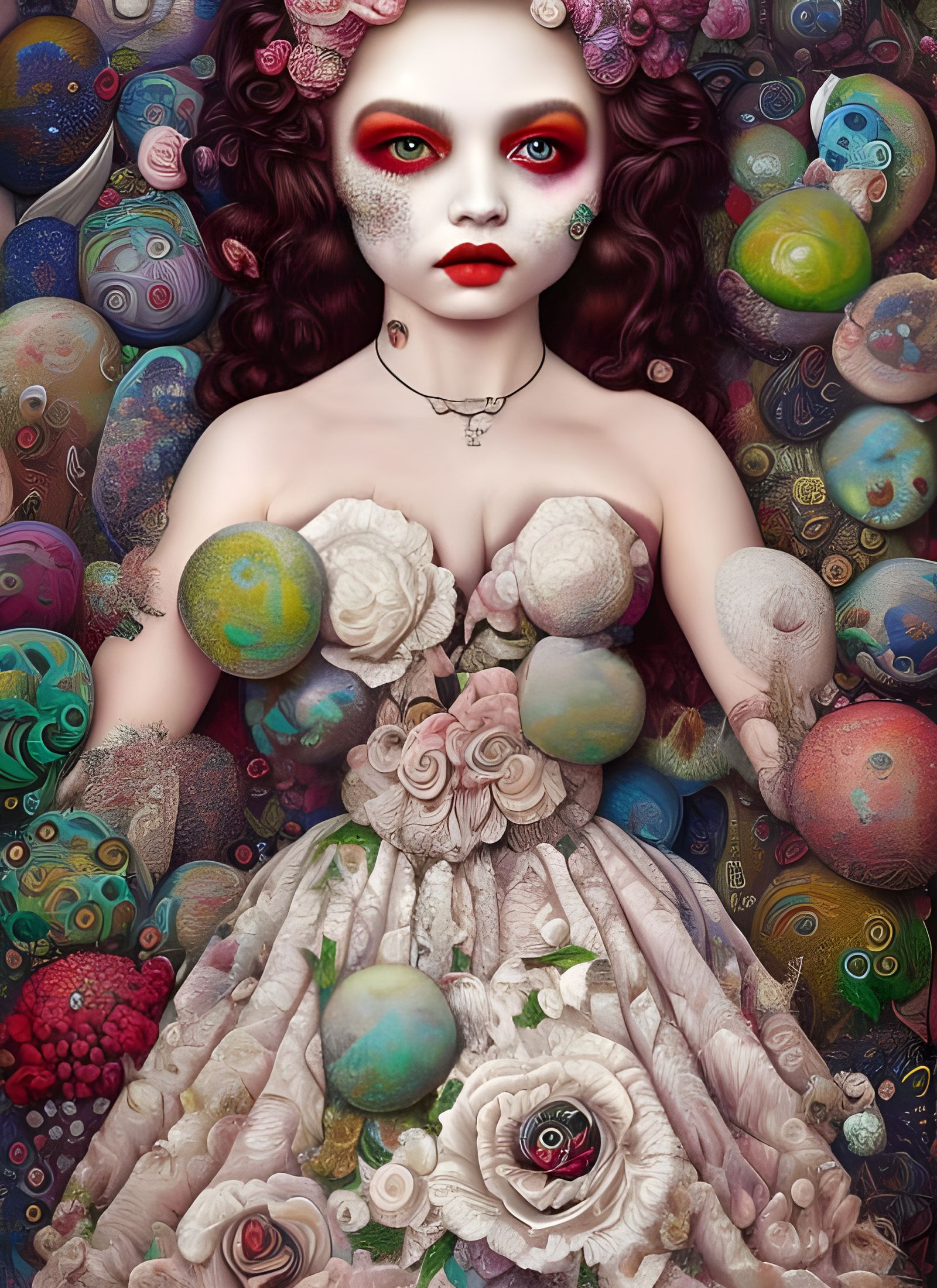 Geode Goddess Portrait in Surrealist Style
