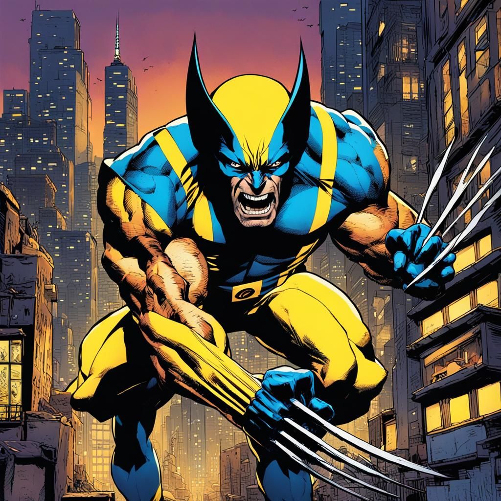 Wolverine's Adamantium Claws in a Gritty Cityscape