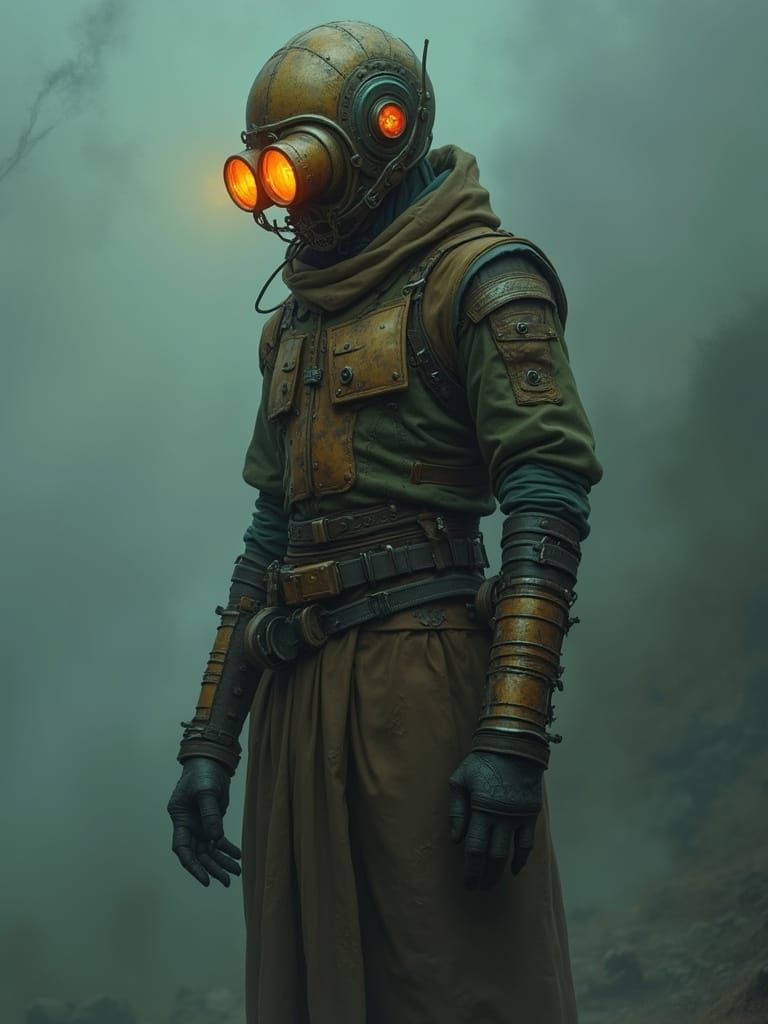 Armored Figure with Pendulum in Cel-Shaded Style