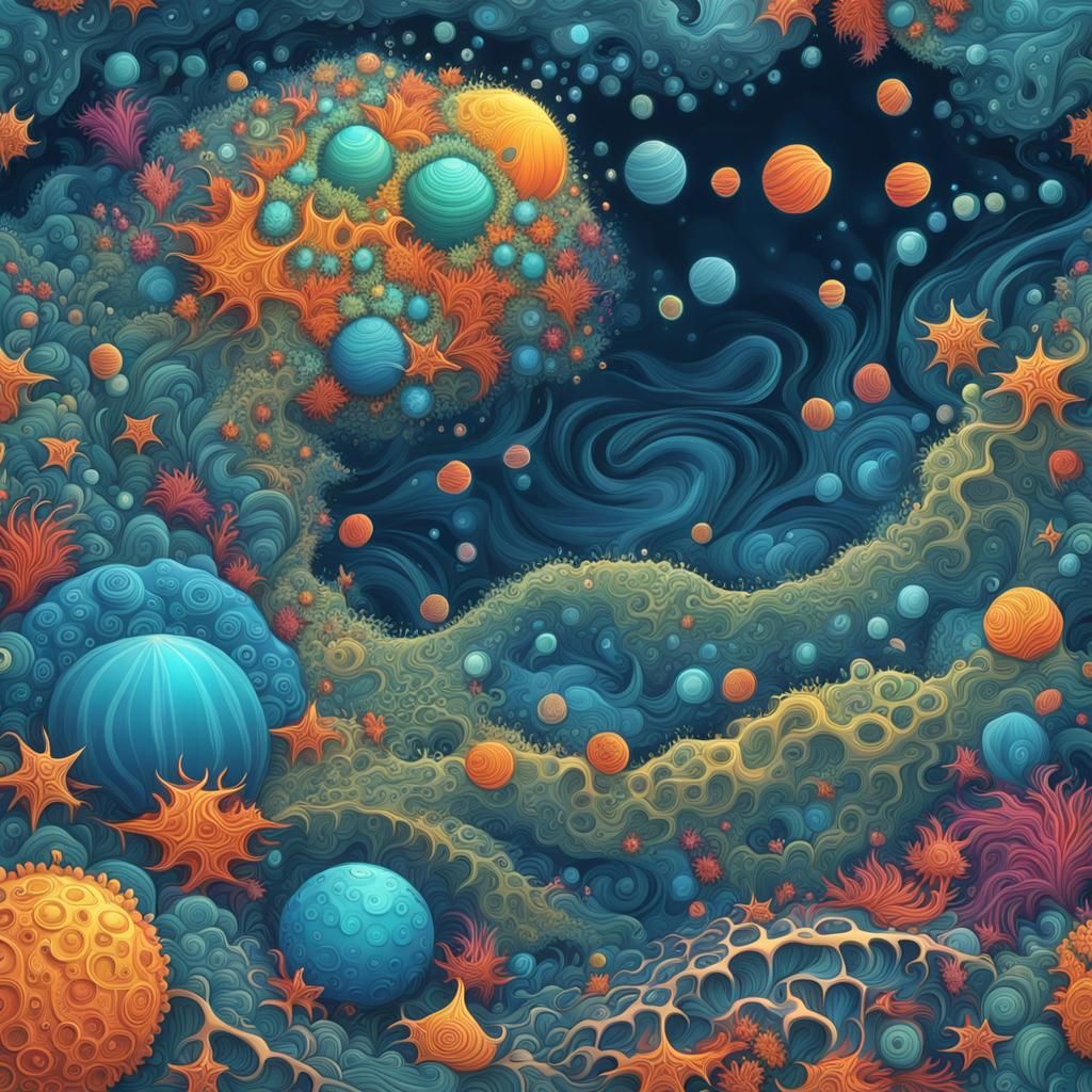 Vibrant Fractal Life on Alien Underwater Planet