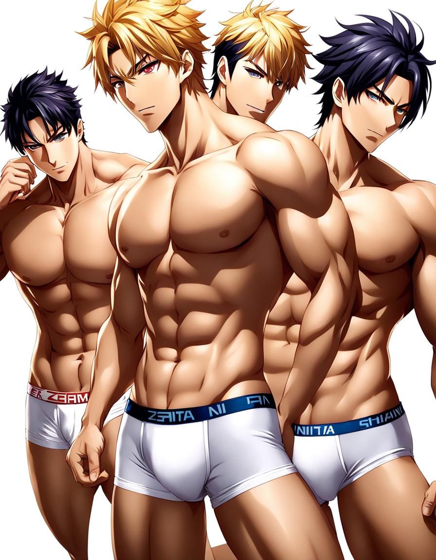 Anime Style Art of Attractive Men in Underwear