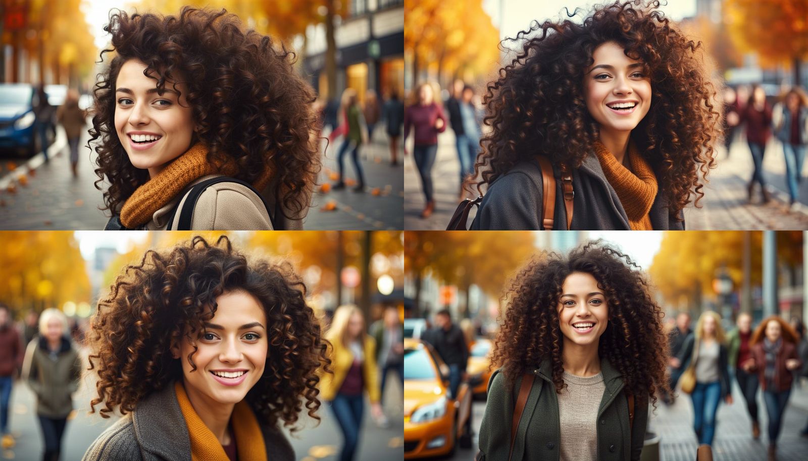 Fall Friends: Curly Hair on City Street
