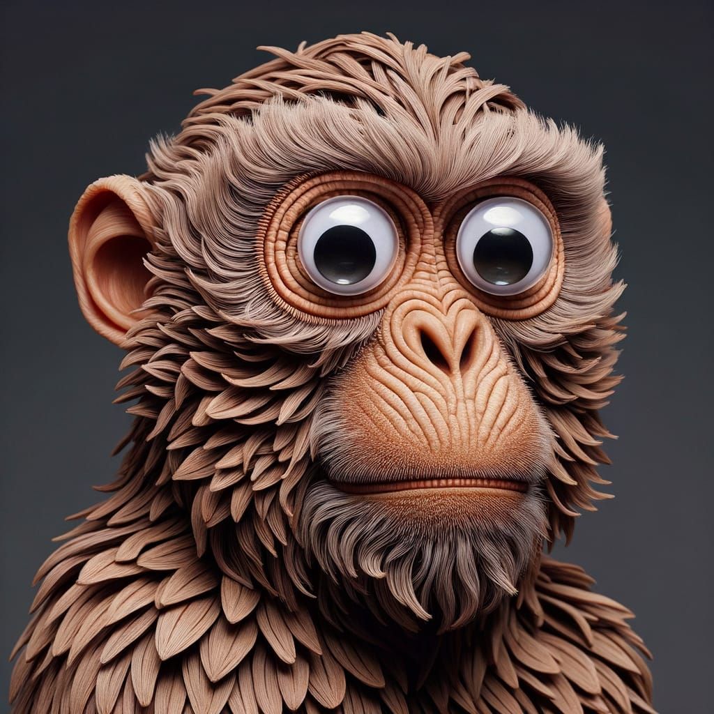 Hyperrealistic Monkey with Googly Eyes