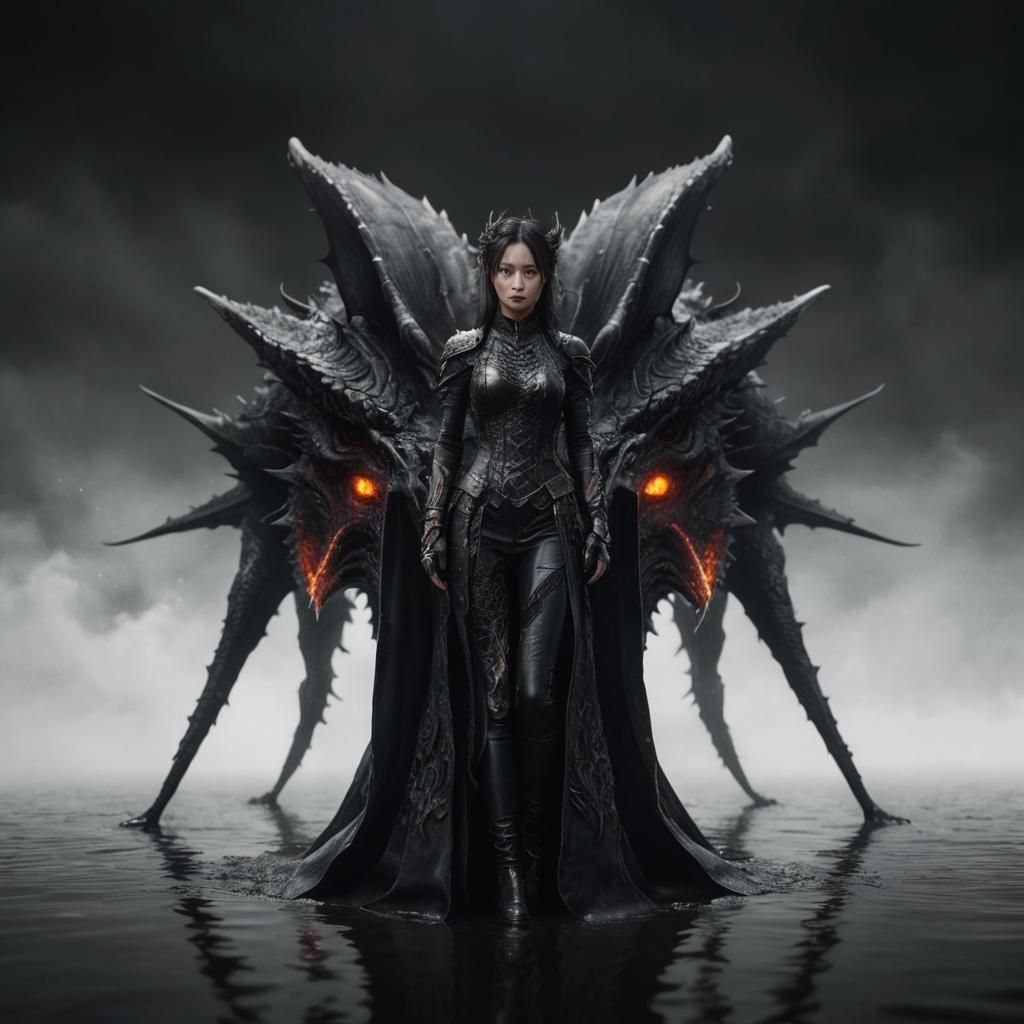 Dragon and Girl in Wetlook Style