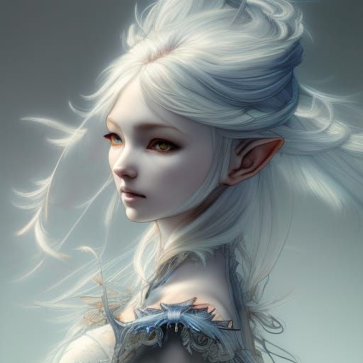 Frost Elf Princess Portrait in Digital Art Style