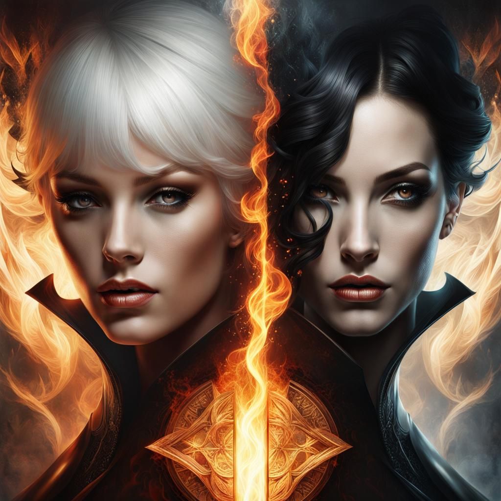 Duality Portrait in Dark Fantasy Style