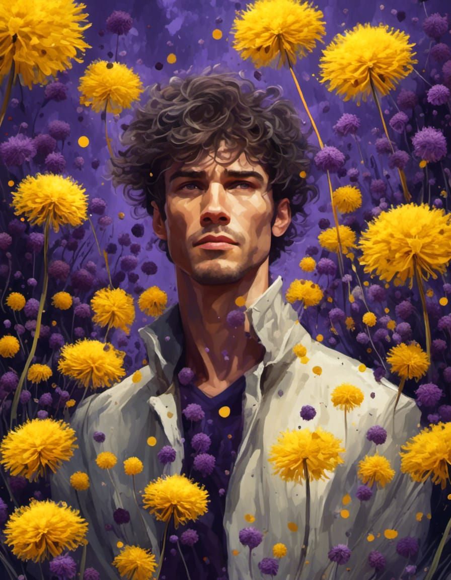 Dandelion Man Portrait in Hyperreal Style