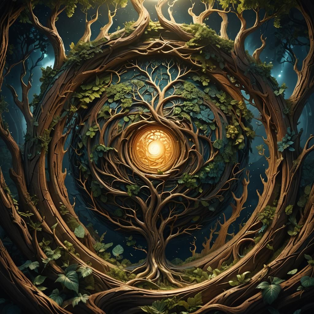 Wooden Earth Carving in Ethereal Light