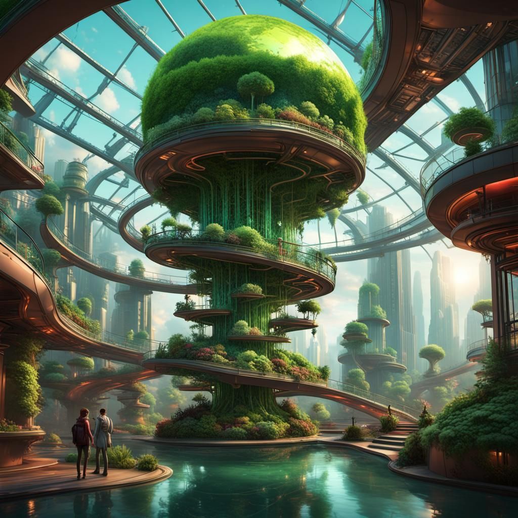 Molecular helix Parallel Universe, Steampunk Floating Island...