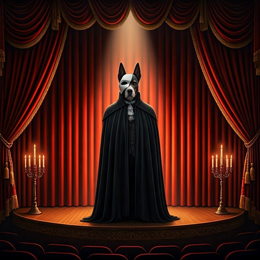 Canine Phantom on Stage in Dark Mystique Style