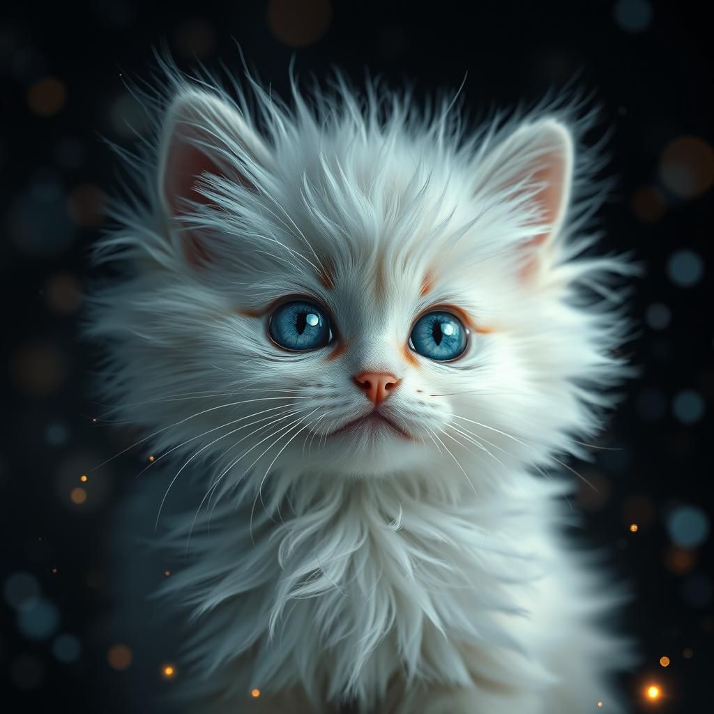 Irresistibly Cute Kitten with Celestial Blue Eyes
