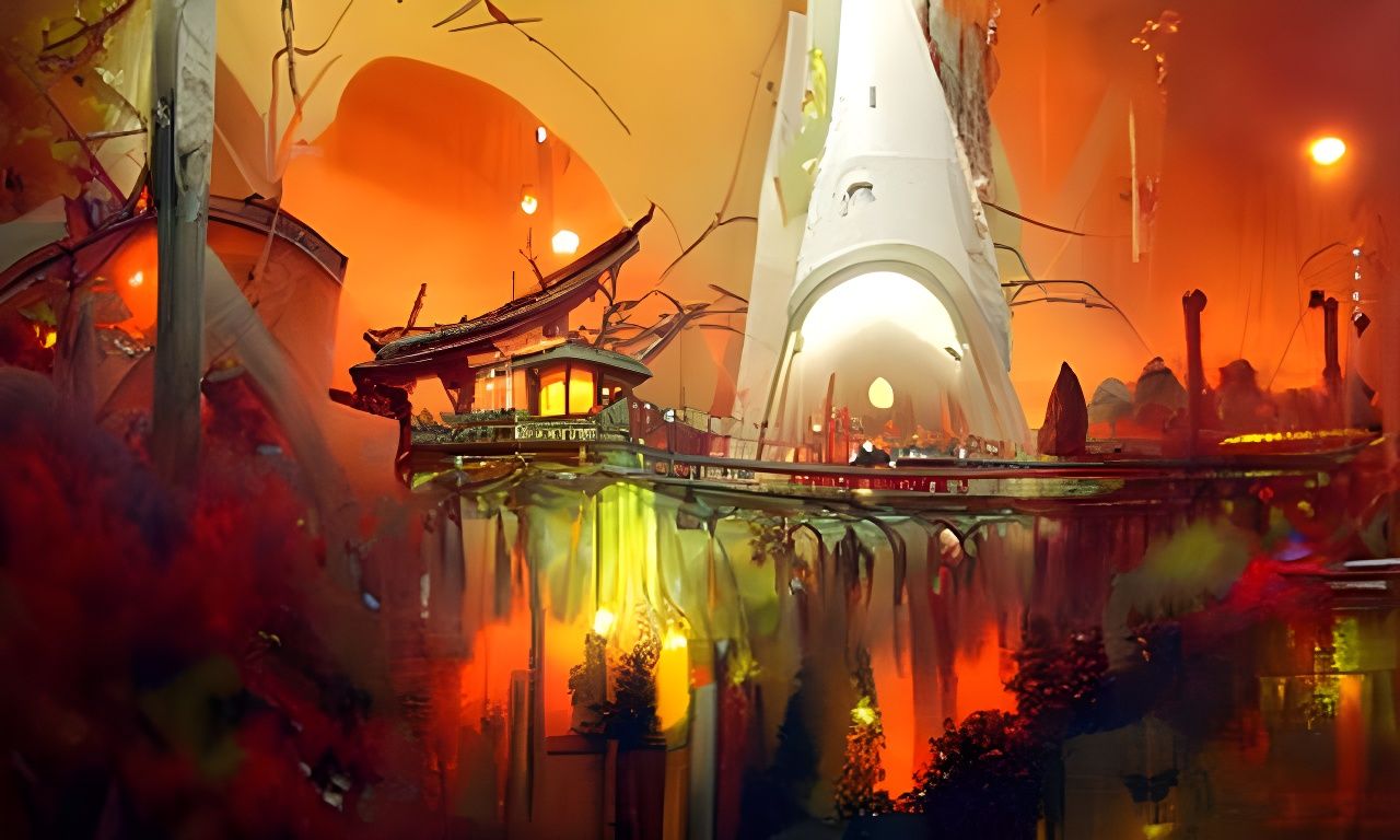 Overgrown Cityscapes with Architectural Wonders in Impasto S...