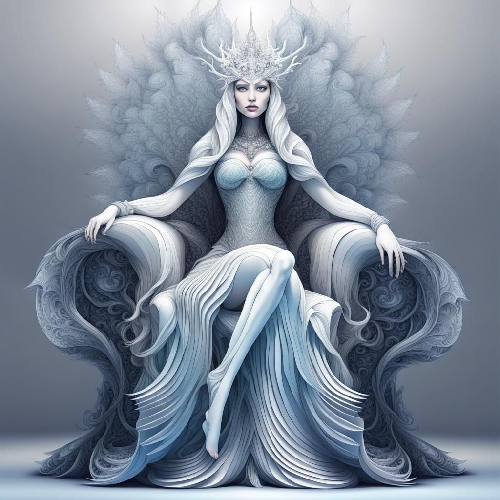 Fairy Queen of Winter on Throne: Abstract Fractal Art