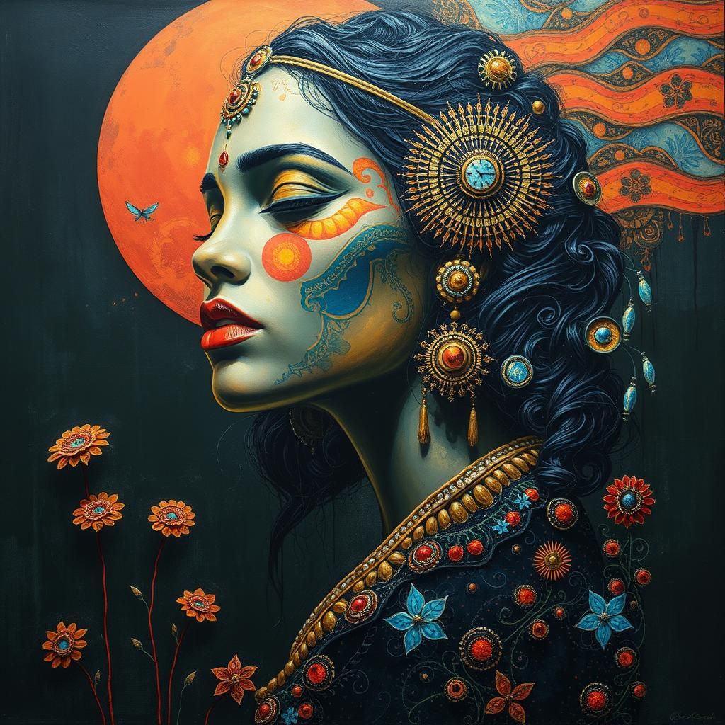 Sri Lankan Woman in Dystopian Art Deco Surrealism