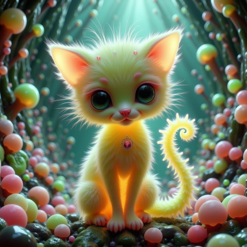 Translucent Sugar Cat in Whimsical Manga Style