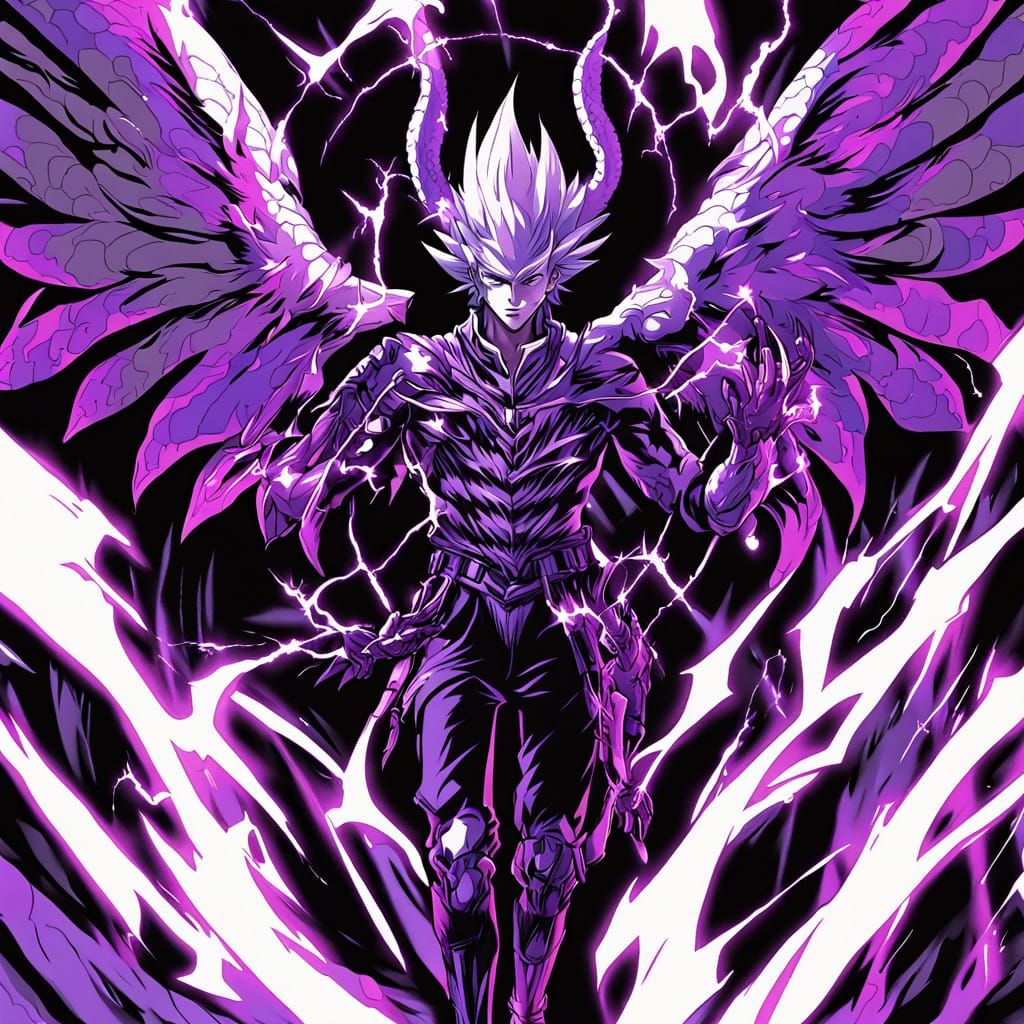 Majestic Dark Lord with Vibrant Purple Energy