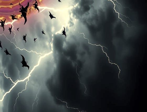 Surreal Split Screen: Fiery Tornado vs. Cosmic Storm