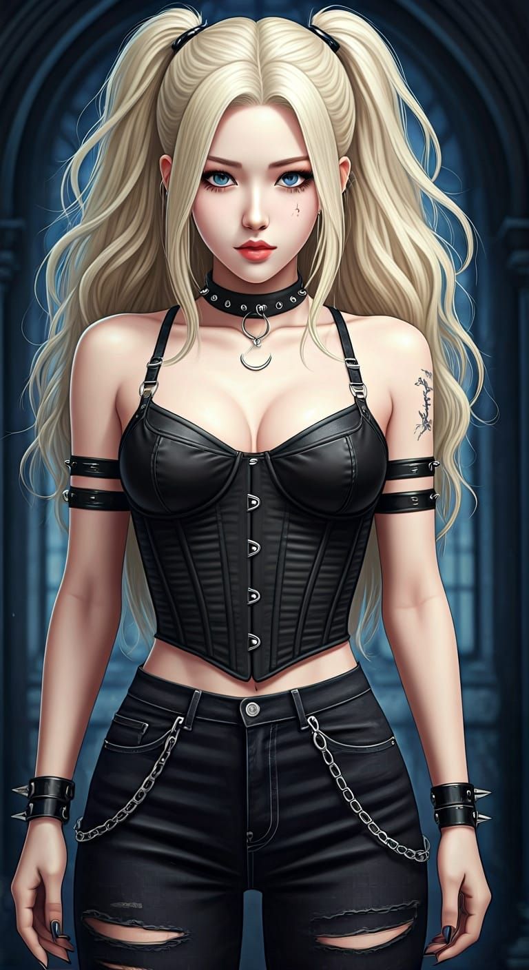 Edgy Korean Woman in Shounen Anime Style