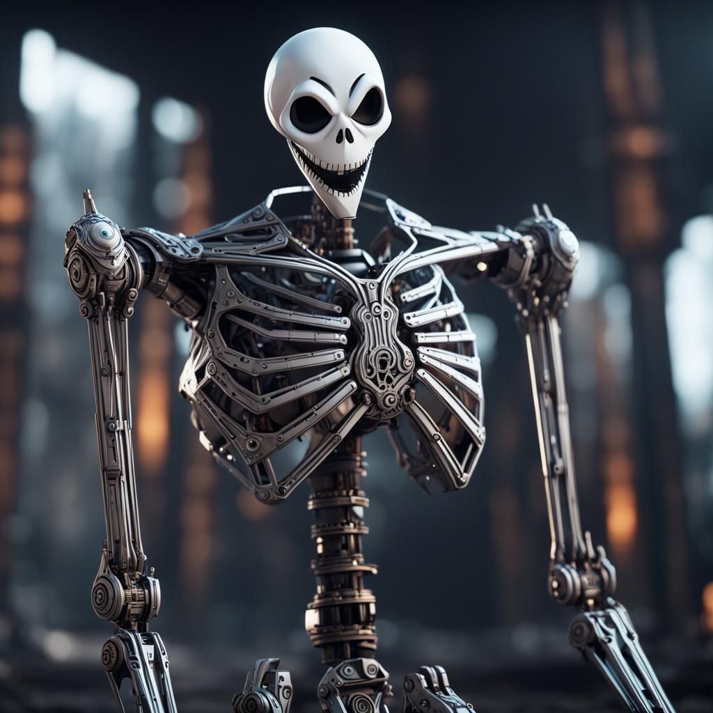 Futuristic Jack Skellington with Mechanical Details