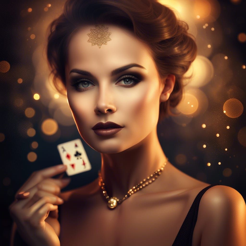 Tarot Card Lady with Striking Eyes in 3D Render