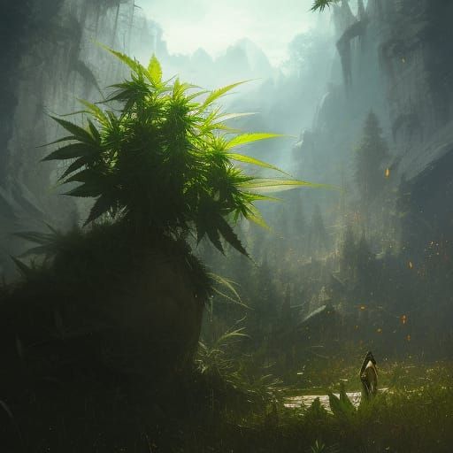 Marijuana Leaf Salad: Dark Fantasy Concept Art