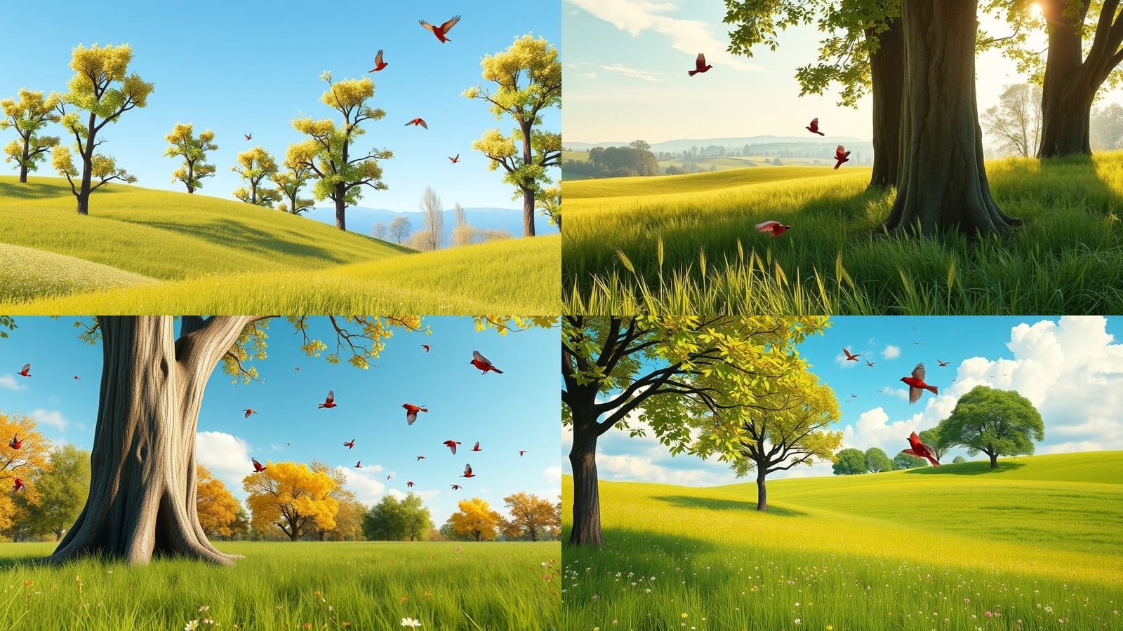 Whimsical Gingham Landscape in Vibrant Colors