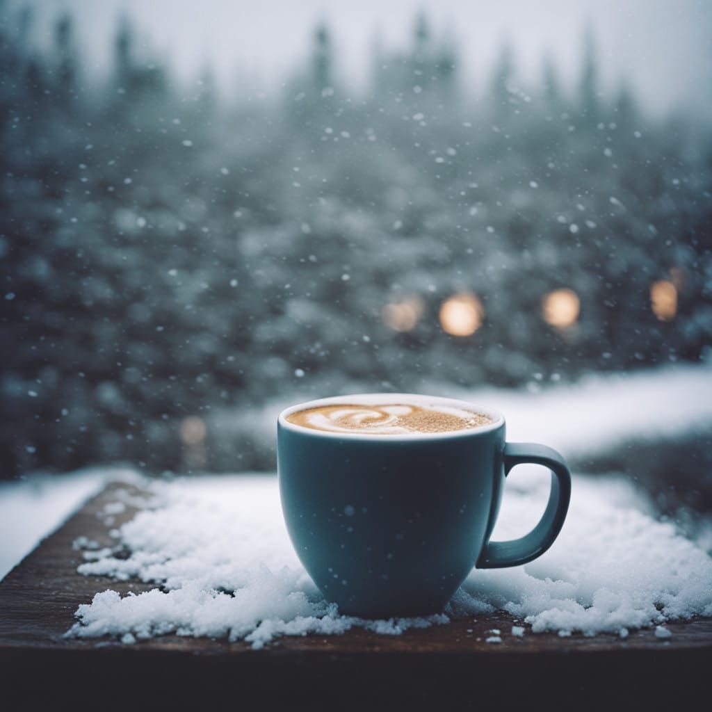 Coffee on a Snowy Morning, Shot in Cinematic Film Style