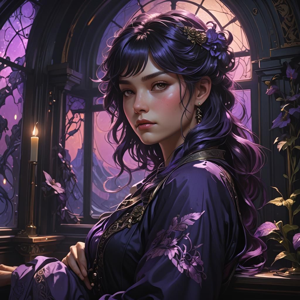 Restful Slumber: Portrait in Moonlight, Hyperdetailed Art