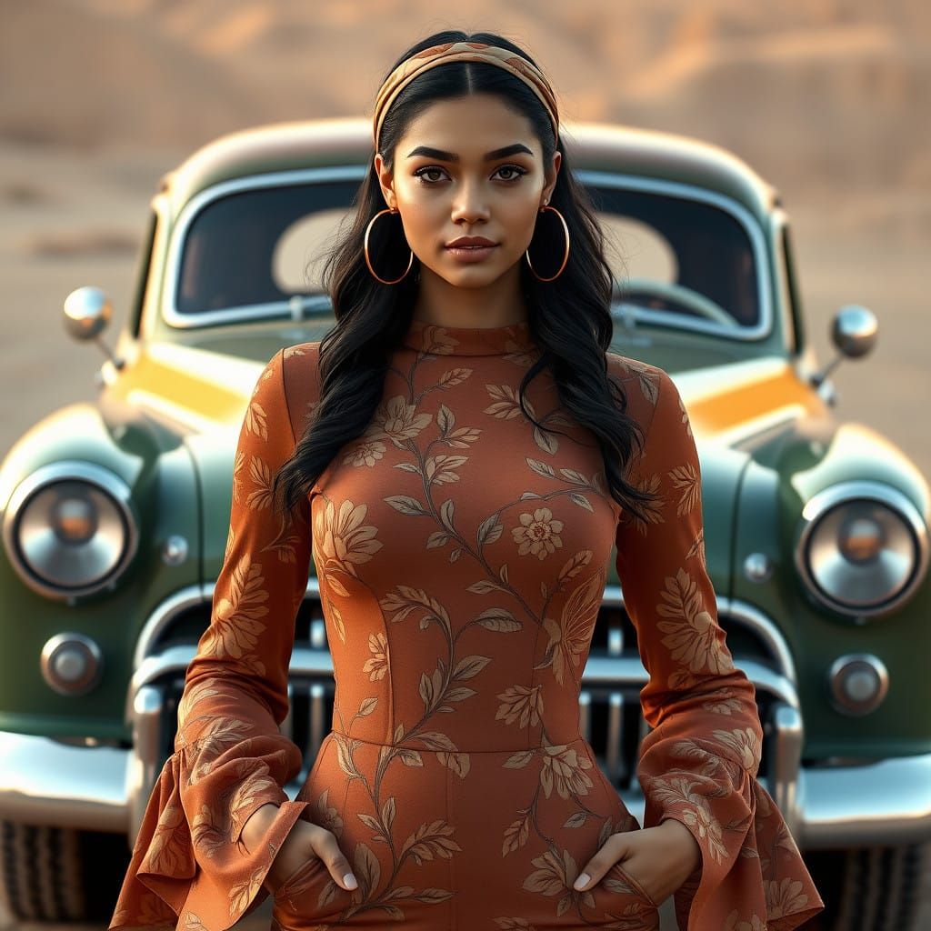 Confident Woman in Vintage Glamour