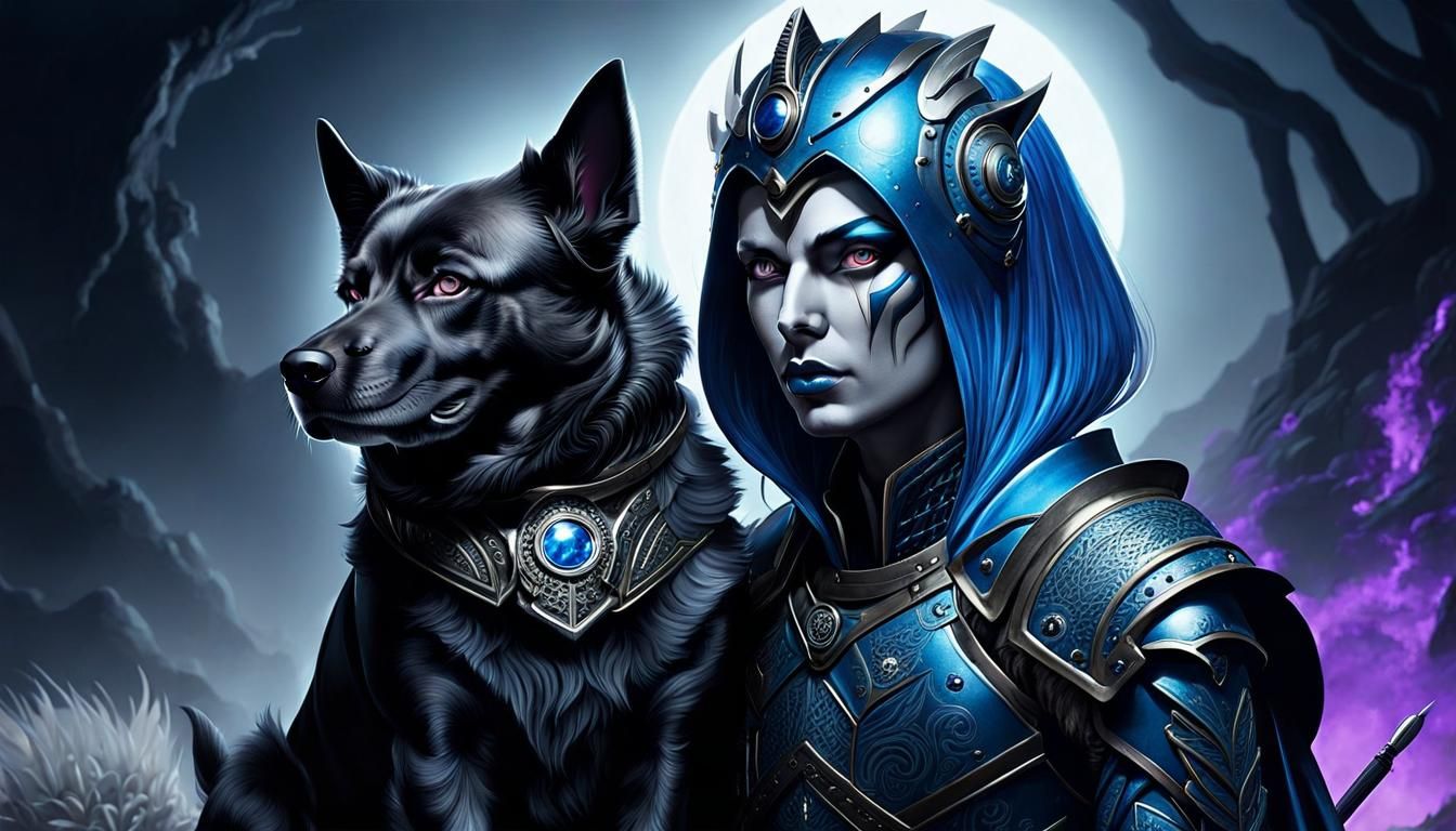 Pop Art Alien on Catwalk in Dark Fantasy Style