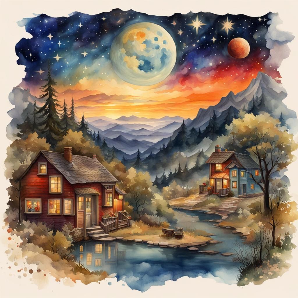 Vibrant Watercolor Painting of Joyful Connection