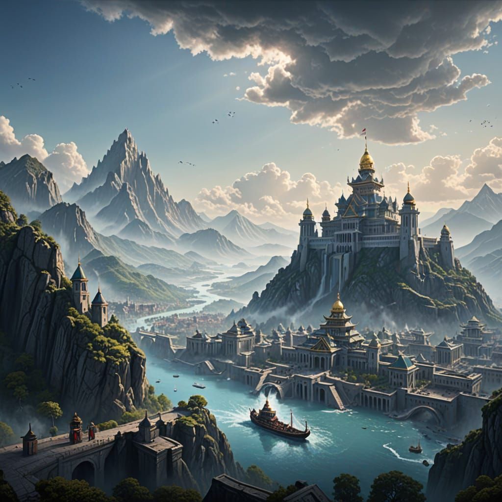 Surreal Fantasy Palace Rises from Mountain Peak