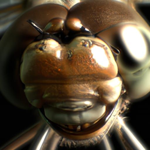 Scary Hyperrealistic Dragonfly Head with Sharp Teeth