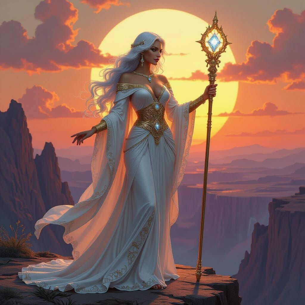 Majestic Mother Figure at Abyss in Fantasy Art Style
