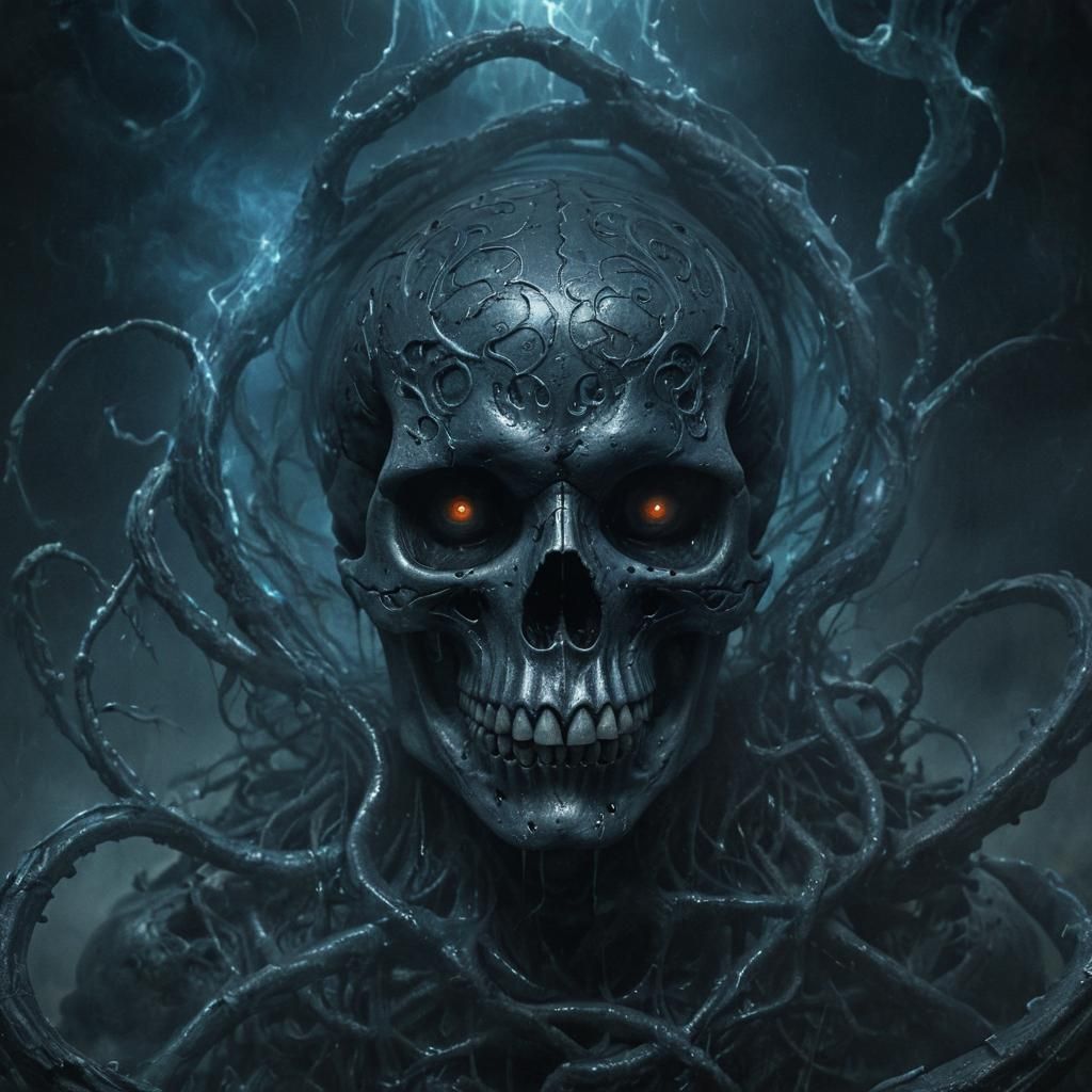 Dark Fantasy Skull in Mystical Energy