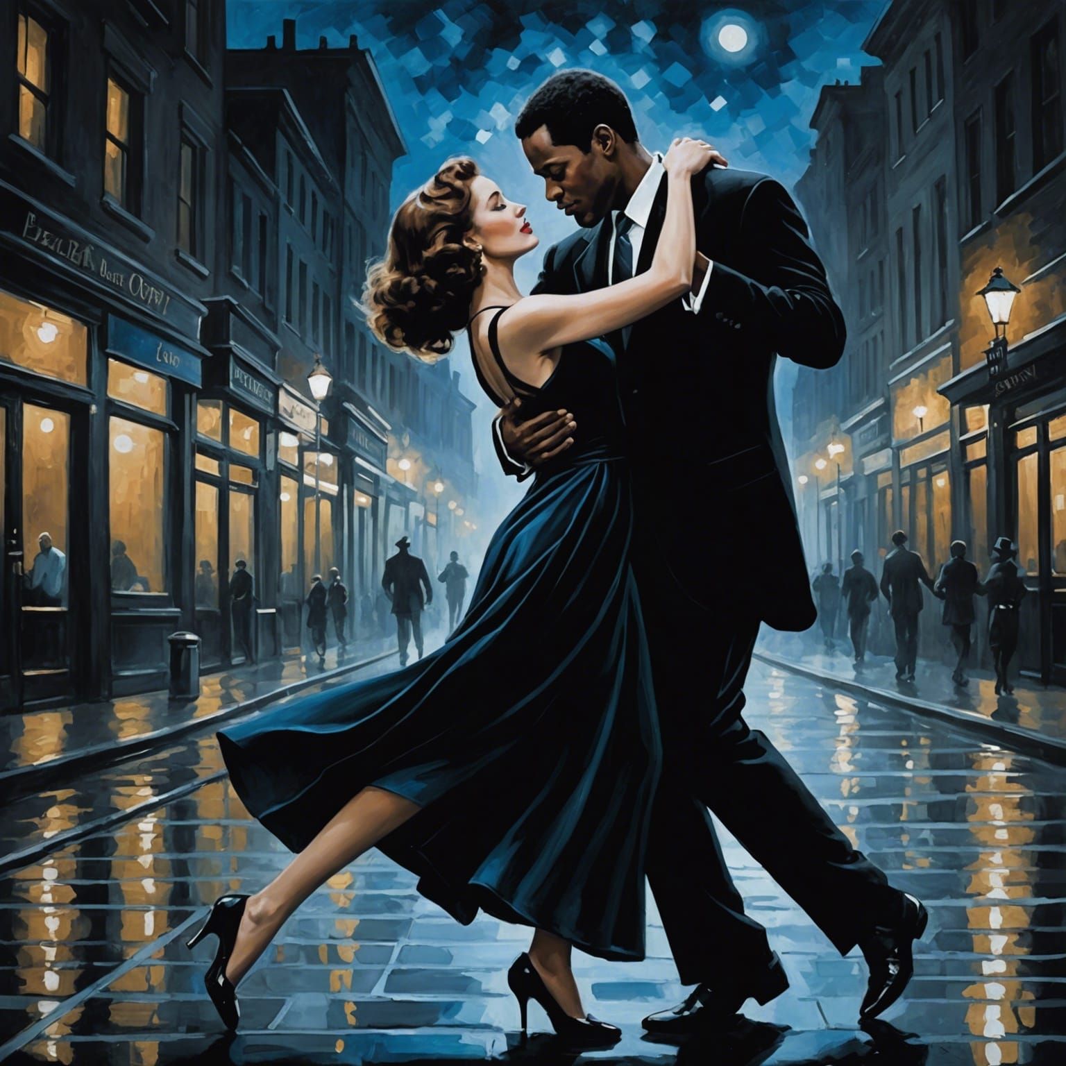 Monochrome Jazz Night Painting