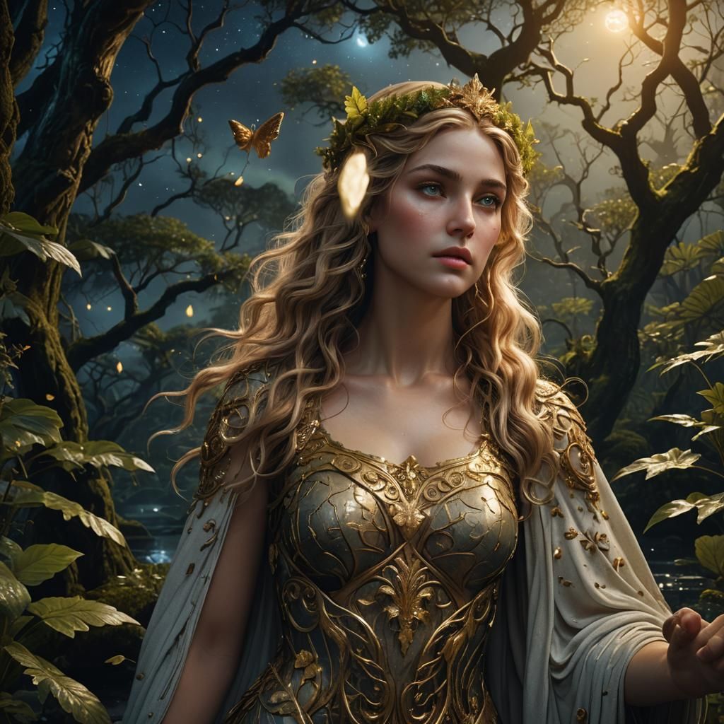 Aphrodite in Mystical Forest: Digital Matte Painting