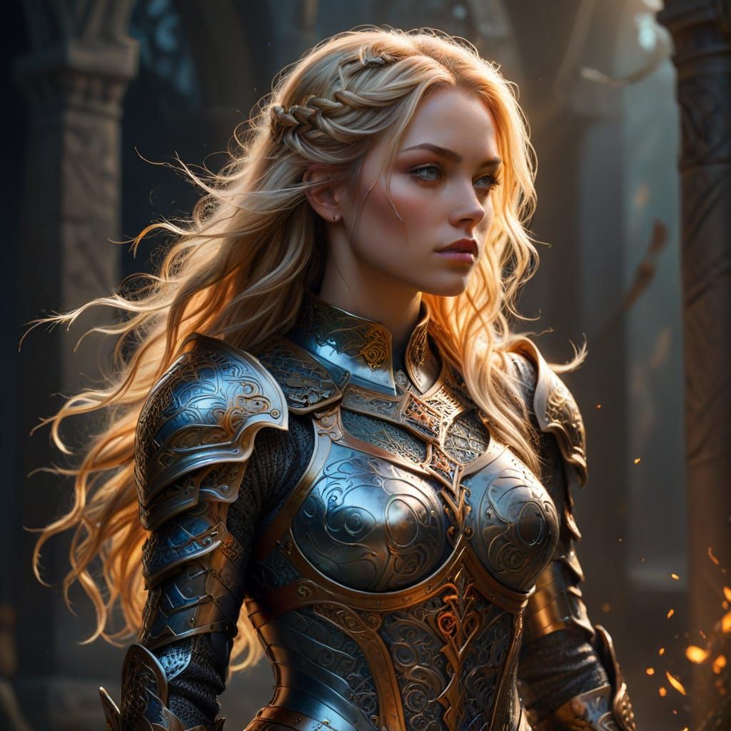 Gothic Fantasy Female Knight in Shining Armor