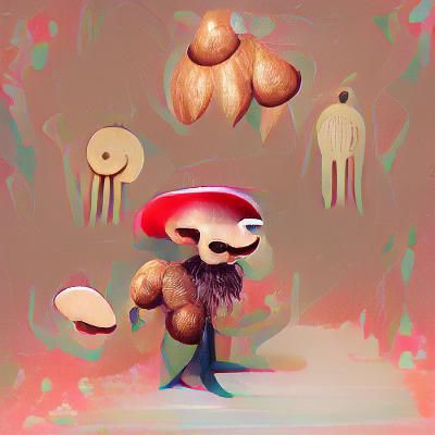 Enchanting Mushroom Man in Forest Illustration