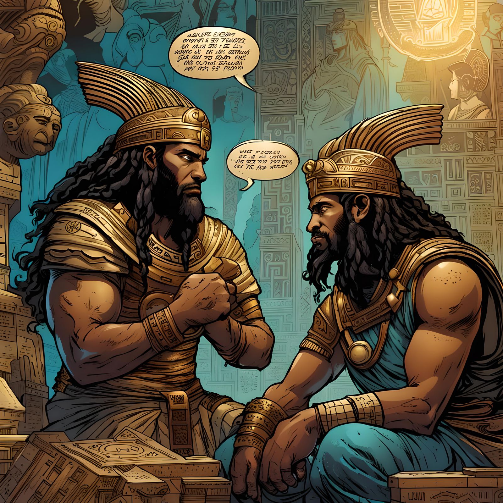 Egyptian Gods Converse in Comic Book Style